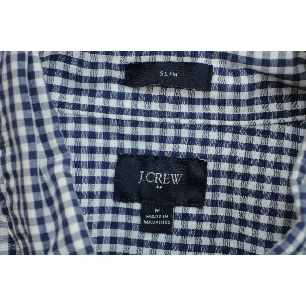 J Crew Shirt Mens‎ Medium 100% Cotton Gingham Slim Button Down